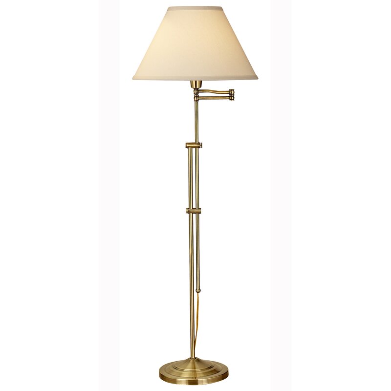 Antique Brass 63%2594 Swing Arm Floor Lamp 